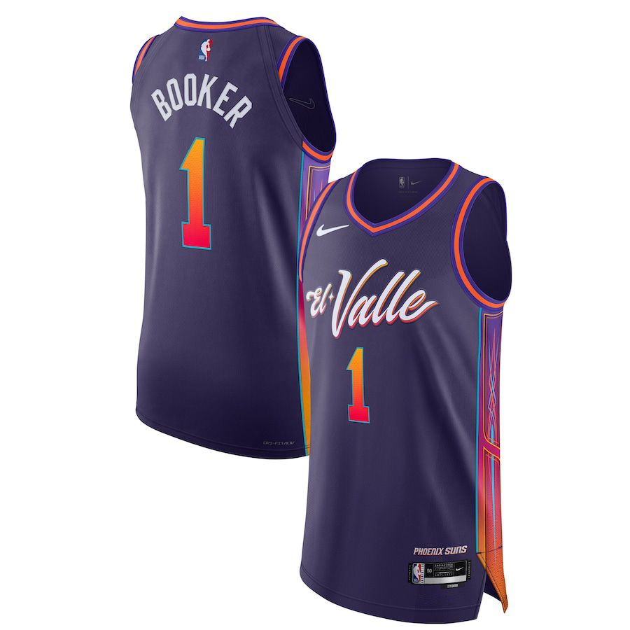 Men Phoenix Suns #1 Devin Booker Nike Purple City Edition 2023-24 Authentic NBA Jersey